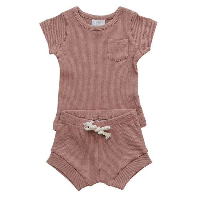 Dusty Rose Organic Cotton Ribbed Set  |  0-3 mo to 4T