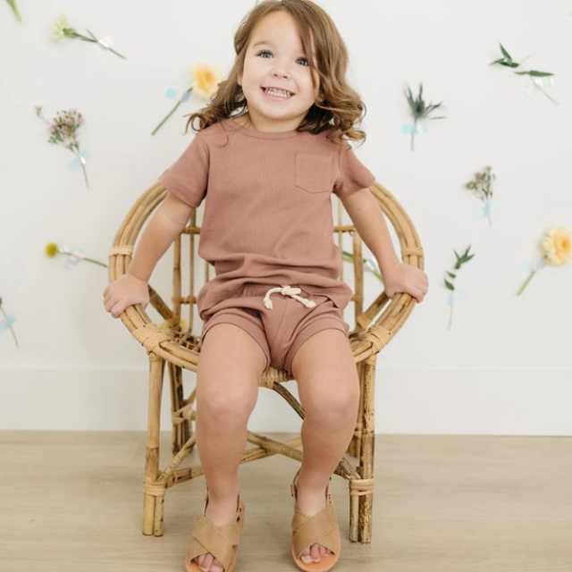 Dusty Rose Organic Cotton Ribbed Set  |  0-3 mo to 4T