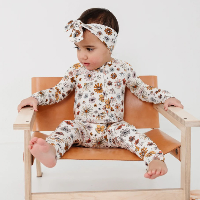 Bloom with Love Bamboo Fold-over zip sleeper  |  NB to 18/24 mo