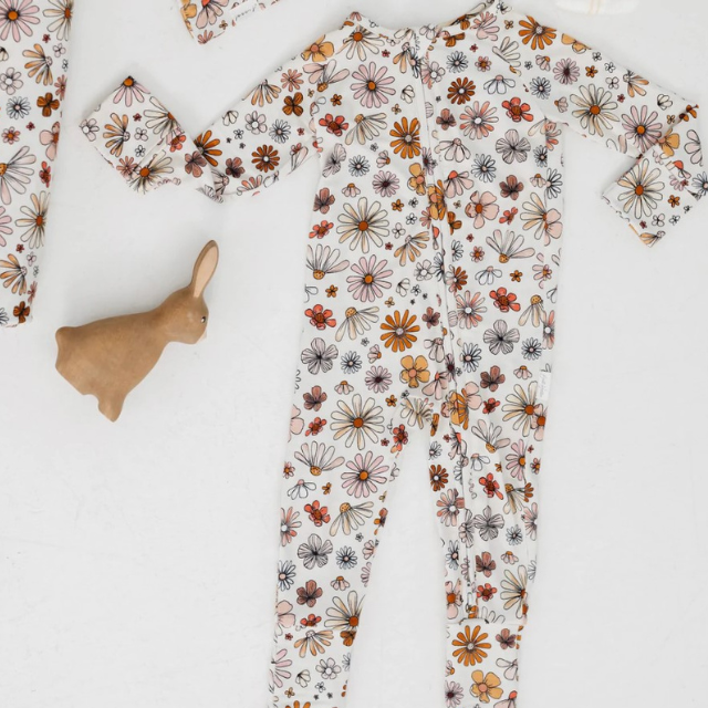 Bloom with Love Bamboo Fold-over zip sleeper  |  NB to 18/24 mo
