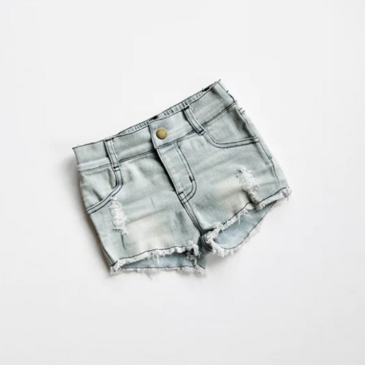 Girls Denim Shorts  | Slate Gray  |  0-6 mo to 4T