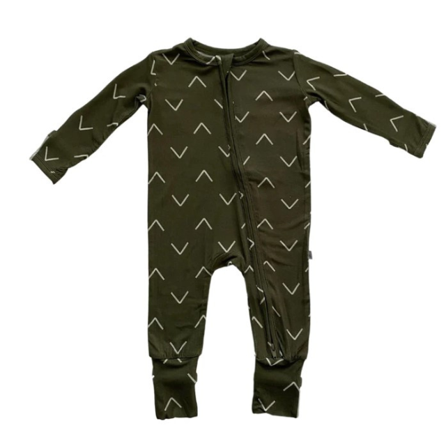 Bamboo Zipper Romper  |  Green Arrow  |  NB