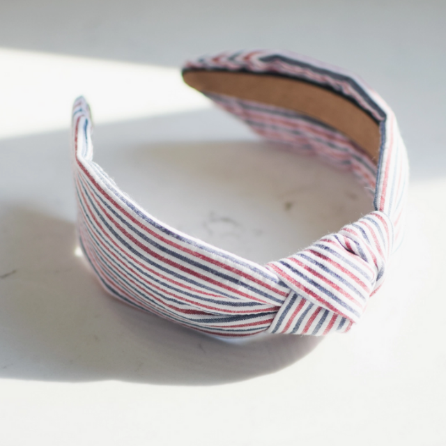 Knotted Headband  |   Red, White & Blue  |   Seersucker Headband