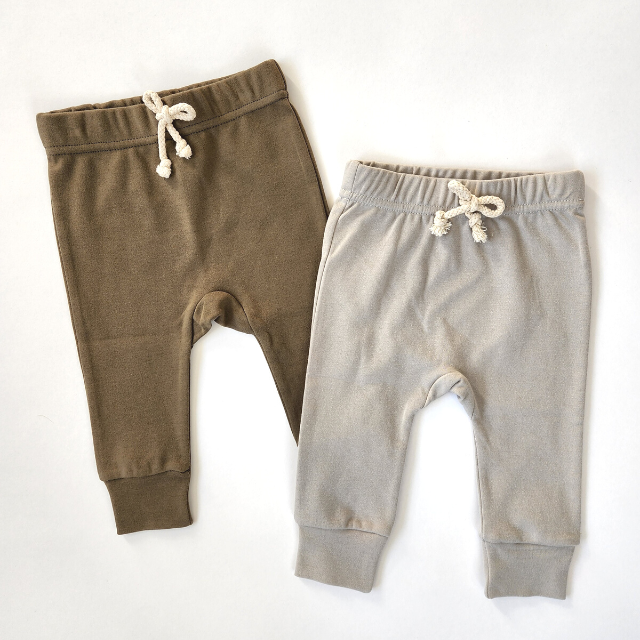 Organic Cotton Joggers   |   Olive Green  |  3-6 mo