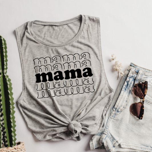 Mama Muscle Tank  |  S Grey