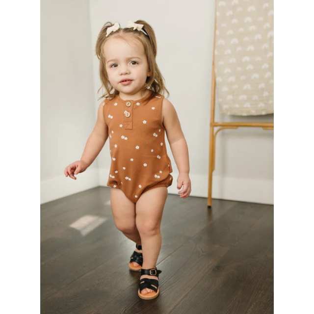 Mustard Floral Bubble Romper  | 0-3 mo to 2T