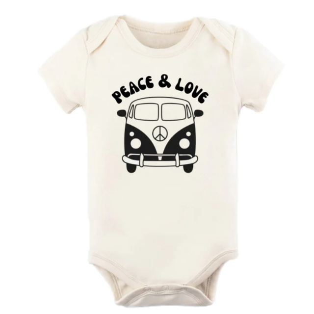 Vintage Peace & Love Bus  |  Organic Cotton Bodysuit