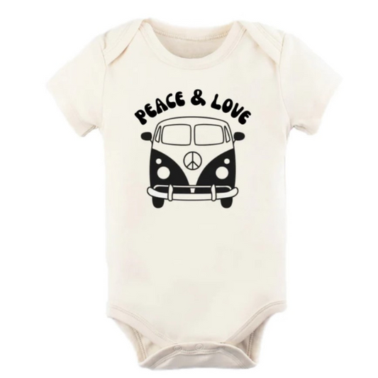 Vintage Peace & Love Bus  |  Organic Cotton Bodysuit