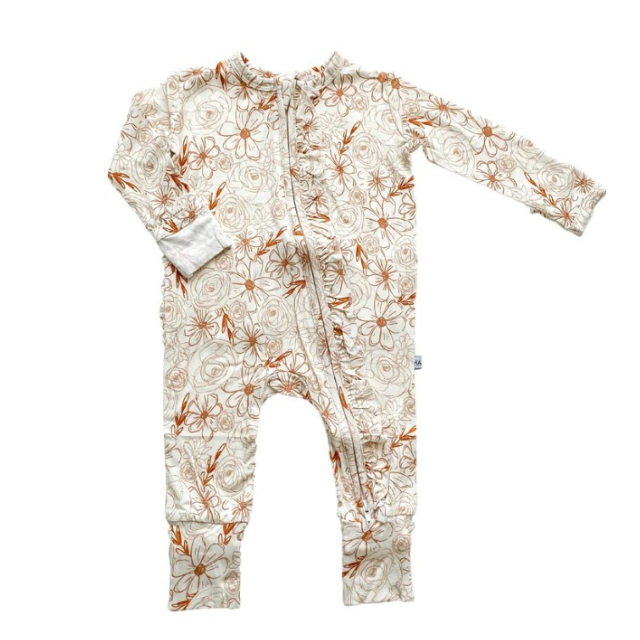 Ruffle Zipper One Piece - Peony Bloom