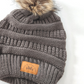 Toddler Knitted Pom Beanie  |  Charcoal