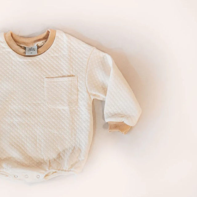 Quilted Sweatshirt Romper  |   Cloud  |  0-3 mo