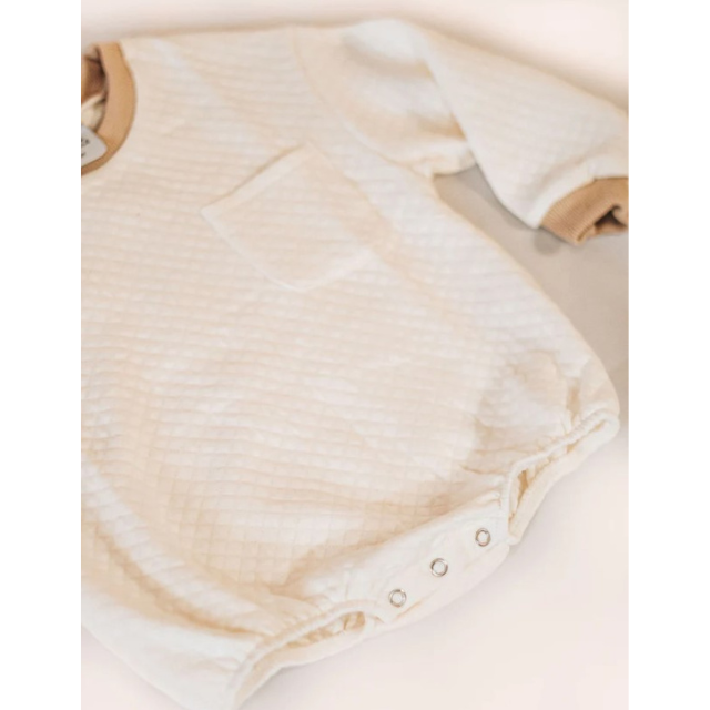 Quilted Sweatshirt Romper  |   Cloud  |  0-3 mo
