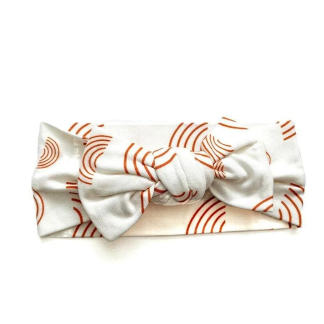 Knotted Baby Gown - White and Rust Rainbow