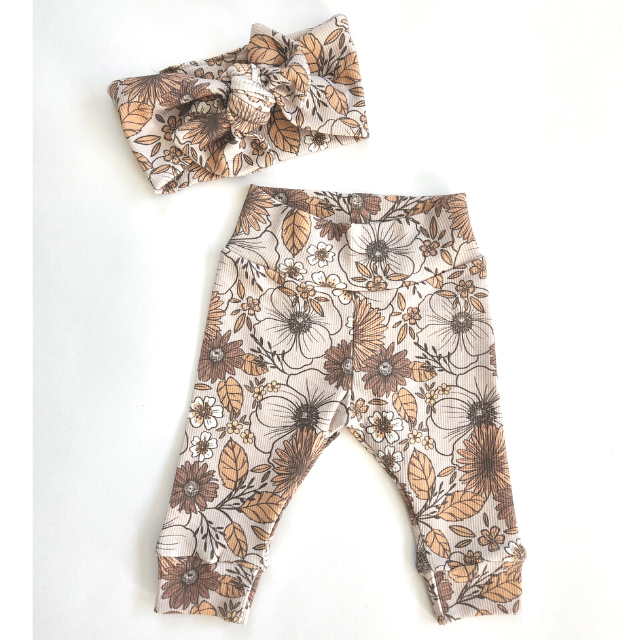 Ribbed Jersey Retro Flower Leggings  |  0-3mo - 3T