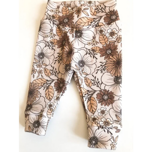 Ribbed Jersey Retro Flower Leggings  |  0-3mo - 3T