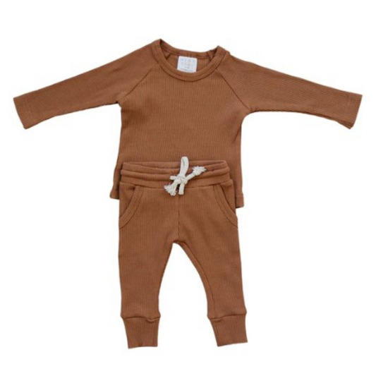 Rust Organic Cotton Ribbed Pocket Set  |  0/3, 3/6, 6/12