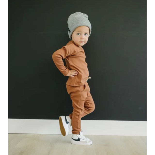 Rust Organic Cotton Ribbed Pocket Set  |  0/3, 3/6, 6/12