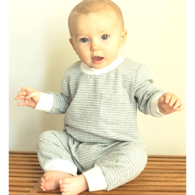 French Terry Romper   |   Sage Stripe