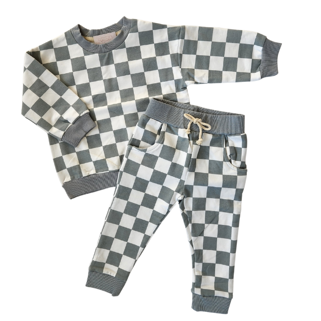 Checkered Pullover and Joggers Set