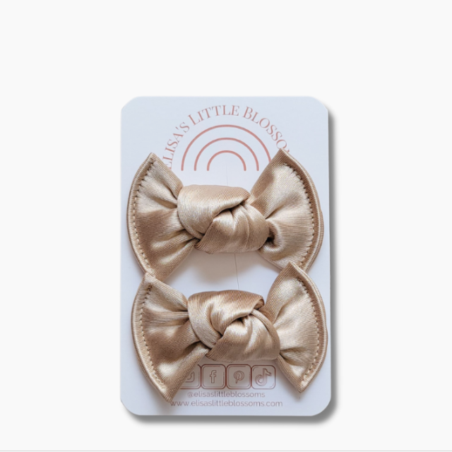 Knot Pigtail Set - Satin  |  Taupe