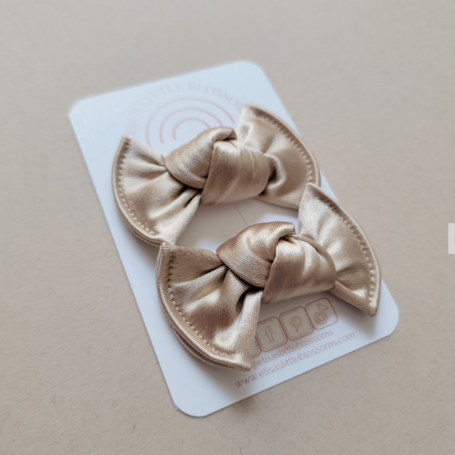 Knot Pigtail Set - Satin  |  Taupe