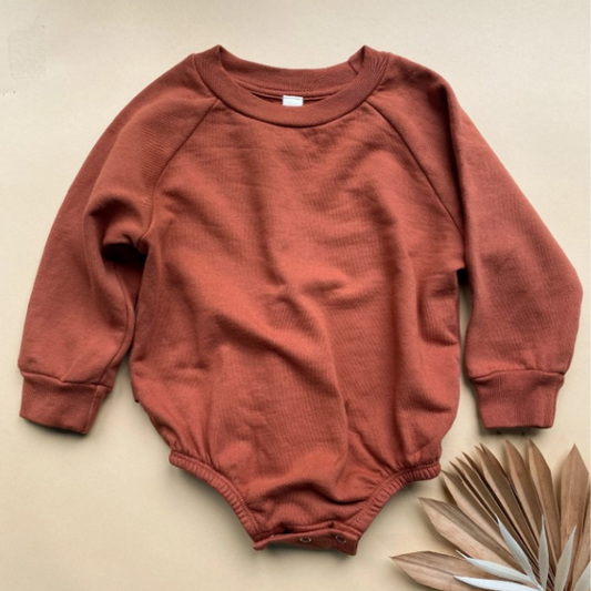 Organic Cotton Bubble Romper  |  Terracotta