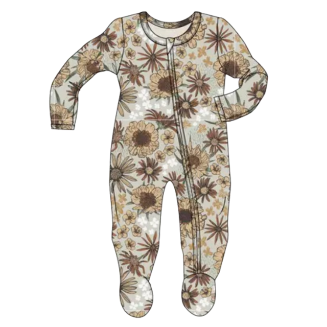 Bamboo Wildflower Footed Zip Sleeper